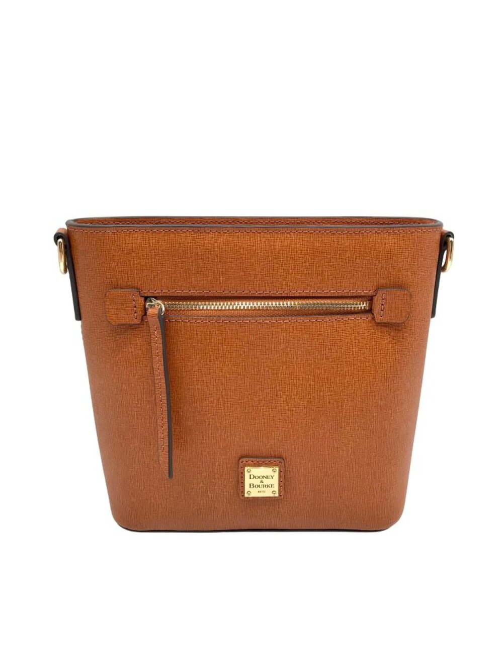 Dooney & Bourke Brown Pebbled Grain Small Zip Crossbody Bag